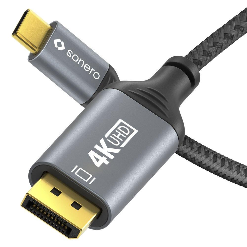 Sonero USB-C auf DisplayPort Adapter - 4K60, 21,6Gbps - grau/schwarz - 0,10m