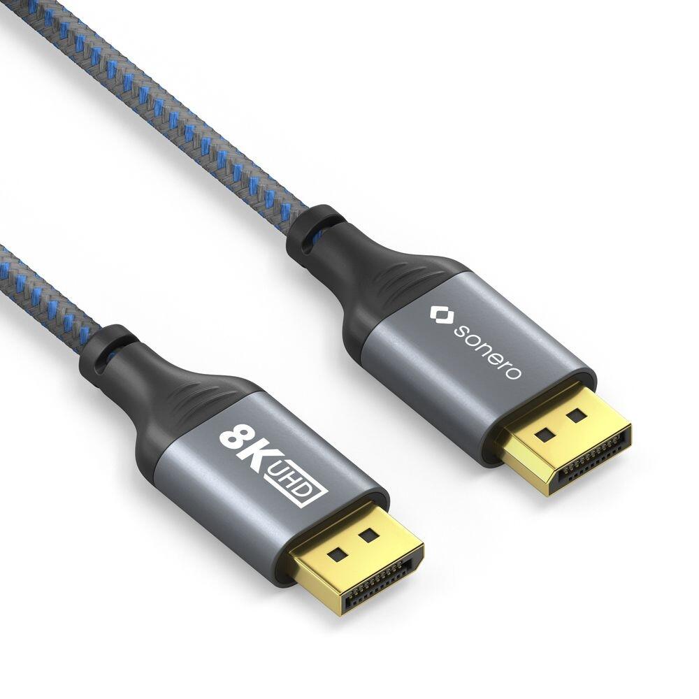 Sonero DisplayPort auf DisplayPort Kabel - 8K60 - grau/blau - 3,00m
