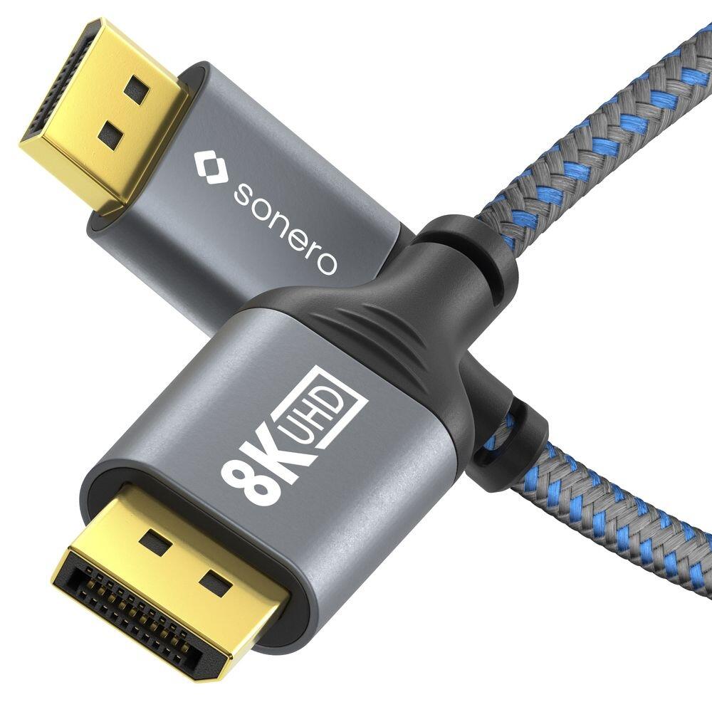 Sonero DisplayPort auf DisplayPort Kabel - 8K60 - grau/blau - 3,00m