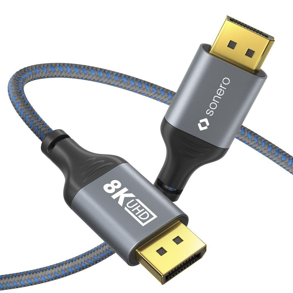 Sonero DisplayPort auf DisplayPort Kabel - 8K60 - grau/blau - 3,00m