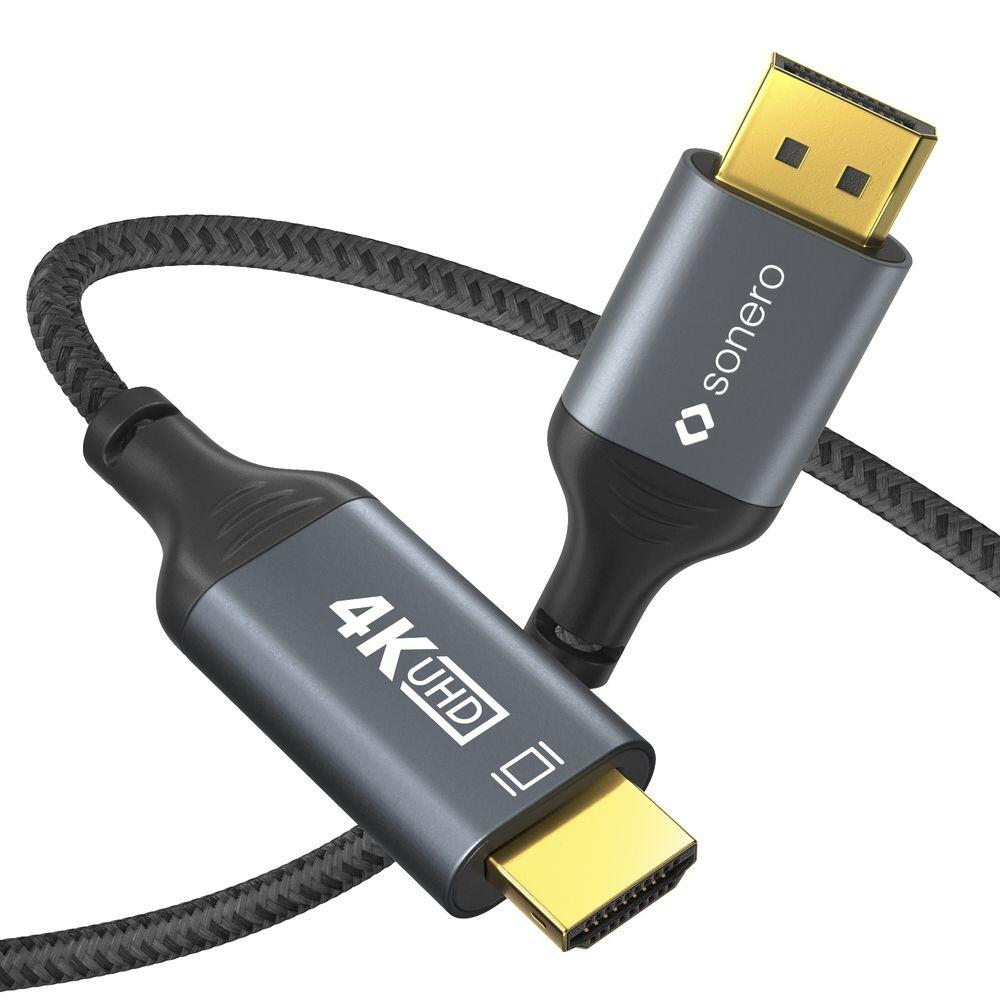 Sonero DisplayPort auf HDMI Kabel - 4K60 - grau/schwarz - 3,00m