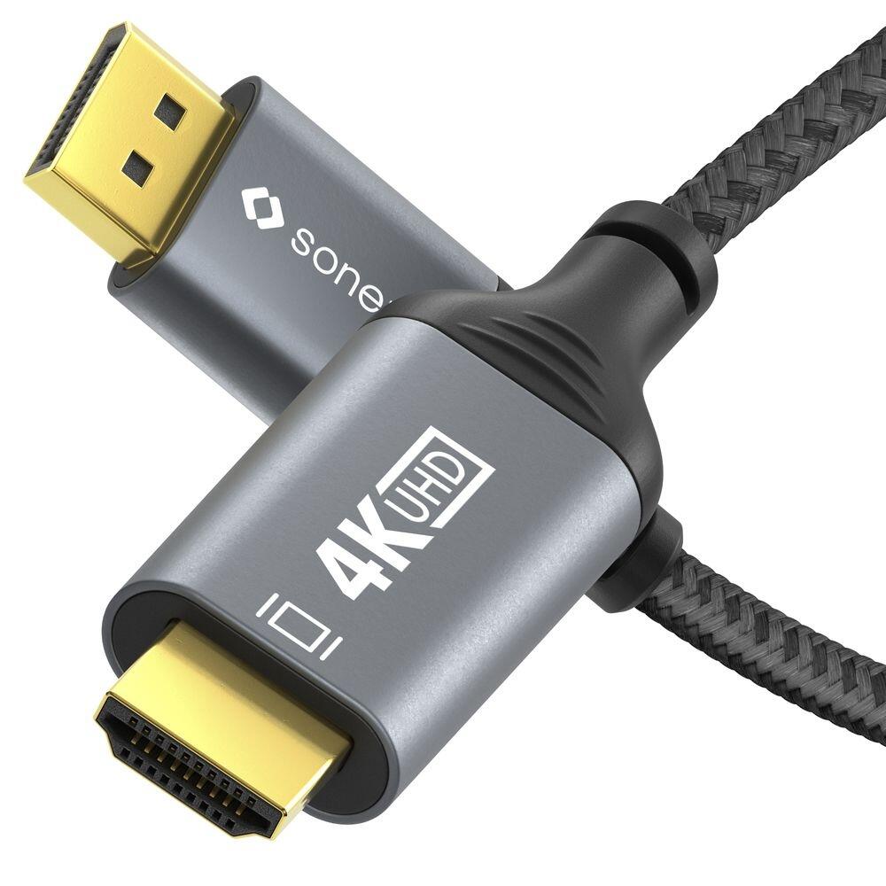 Sonero DisplayPort auf HDMI Kabel - 4K60 - grau/schwarz - 3,00m