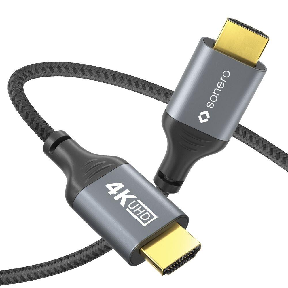 Sonero HDMI auf HDMI Kabel - 4K60 - grau/schwarz - 1,00m