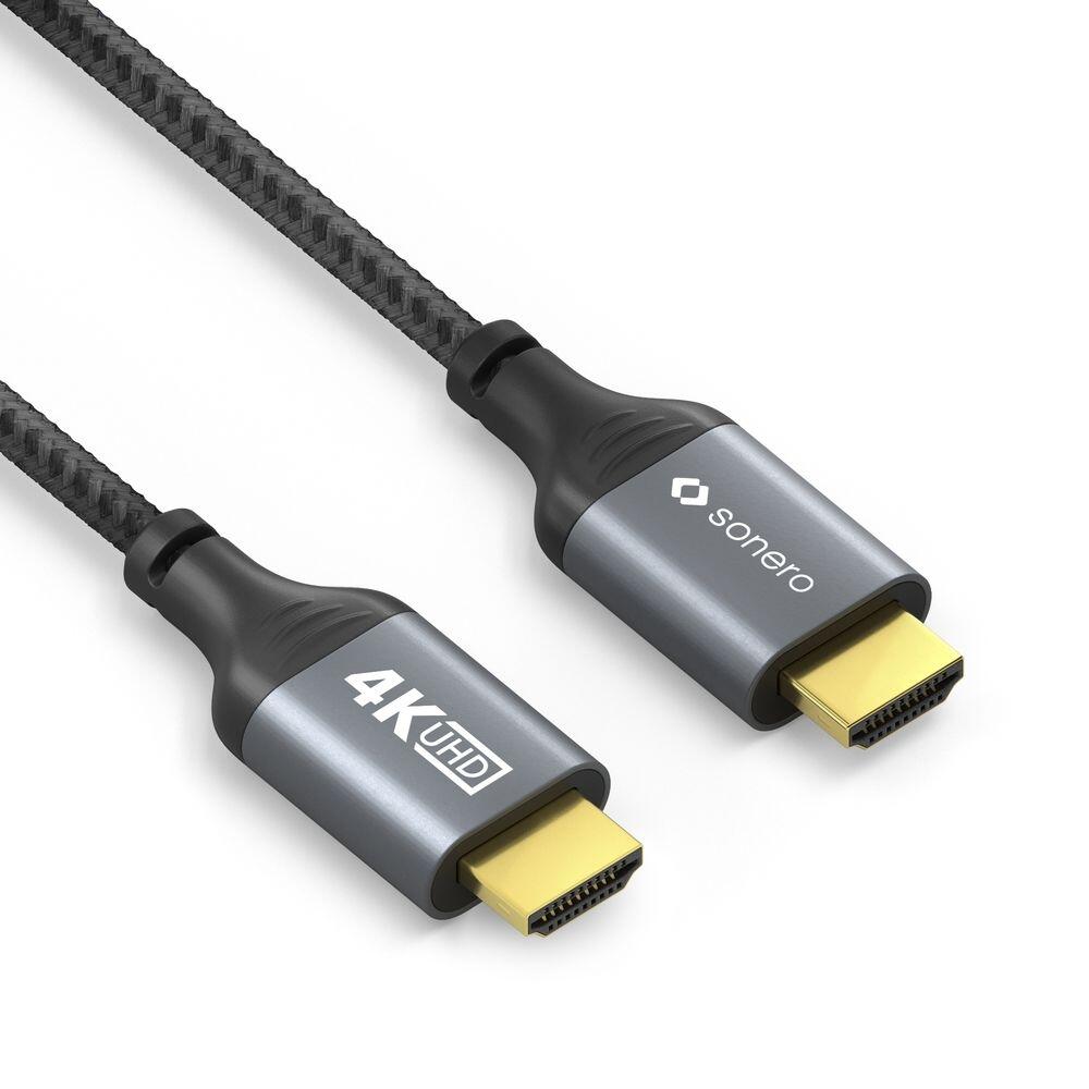 Sonero HDMI auf HDMI Kabel - 4K60 - grau/schwarz - 3,00m