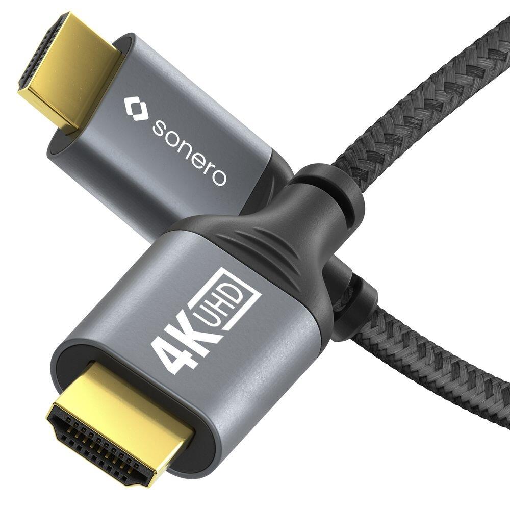 Sonero HDMI auf HDMI Kabel - 4K60 - grau/schwarz - 3,00m