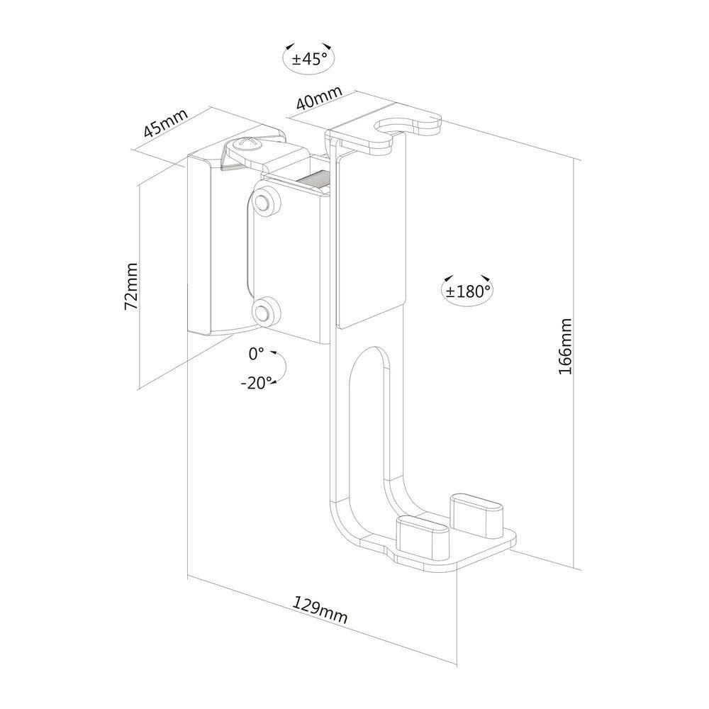 PureMounts Lautsprecher Wandhalterung für Sonos® One, Sonos® One SL, Sonos® Play1, schwarz