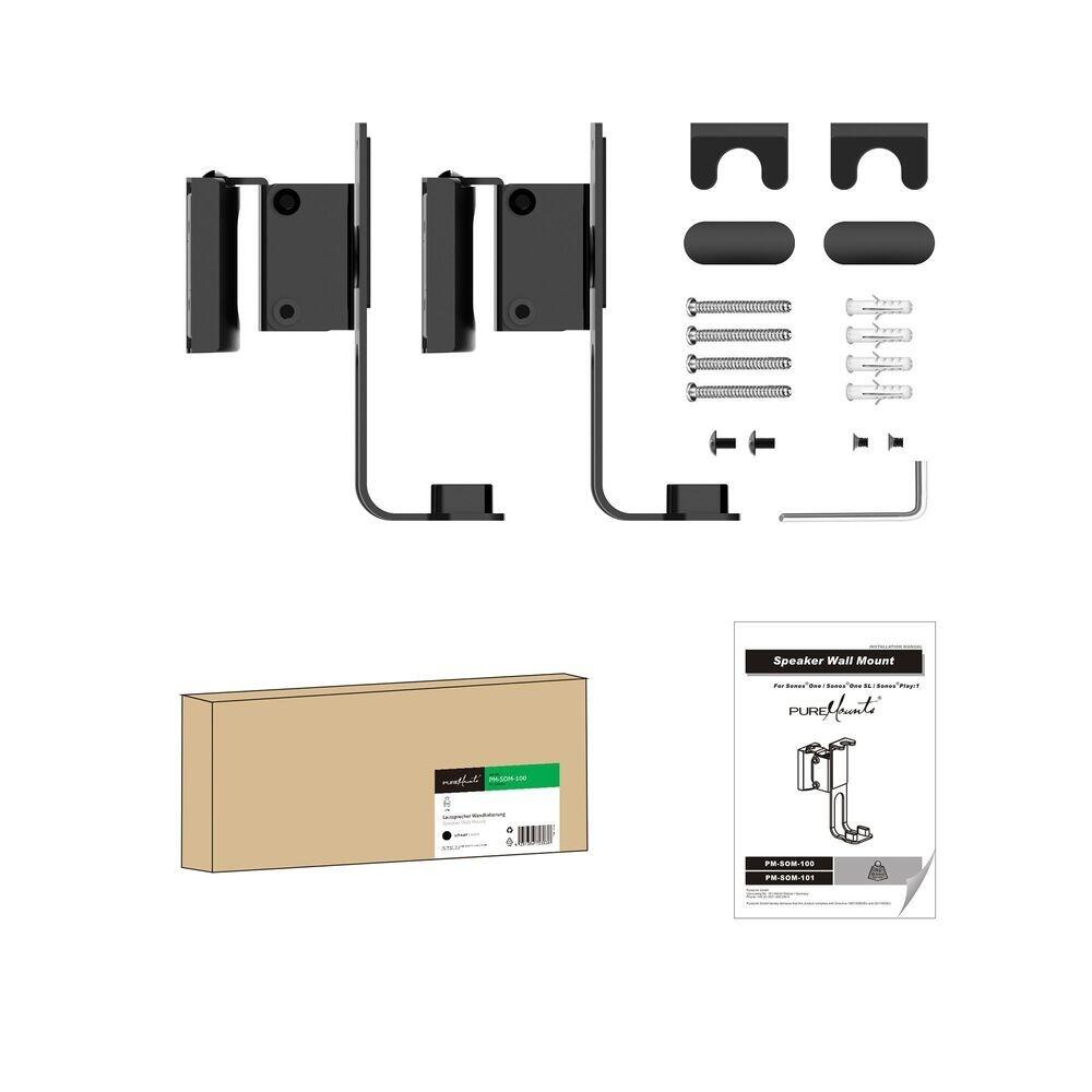 PureMounts Lautsprecher Wandhalterung für Sonos® One, Sonos® One SL, Sonos® Play1, schwarz