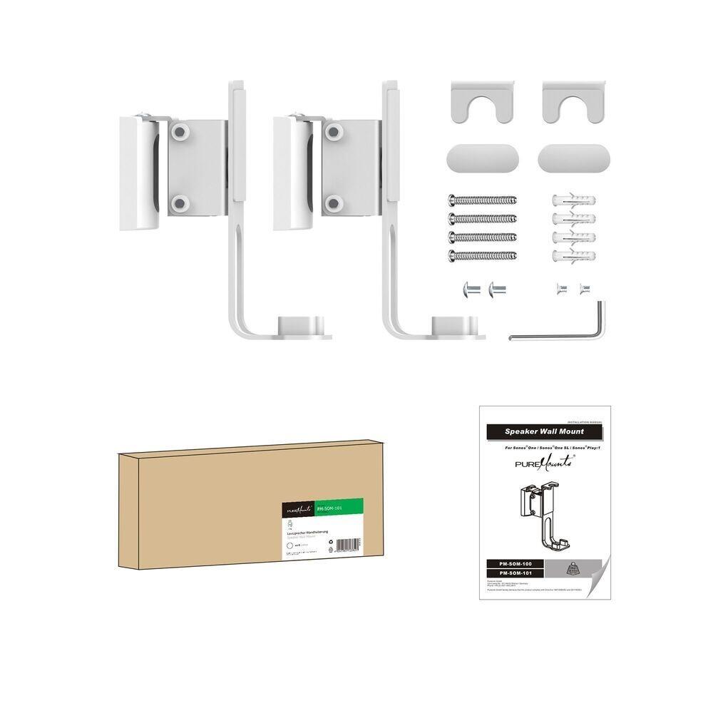 PureMounts Lautsprecher Wandhalterung für Sonos® One, Sonos® One SL, Sonos® Play1, weiß