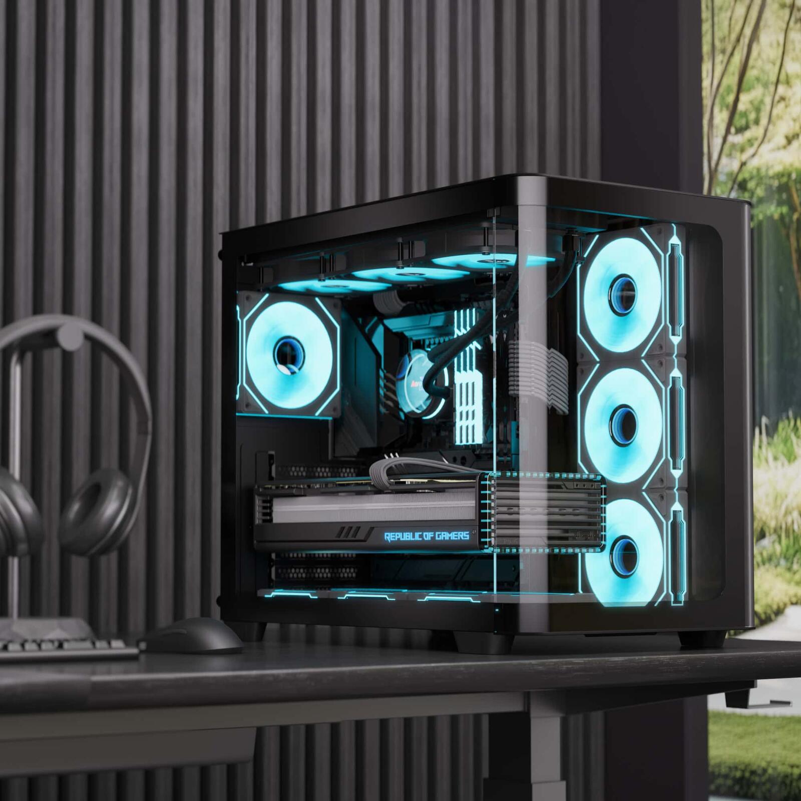 AeroCool PC Gehäuse P500C-G-BK-v1 Mid-Tower Schwarz