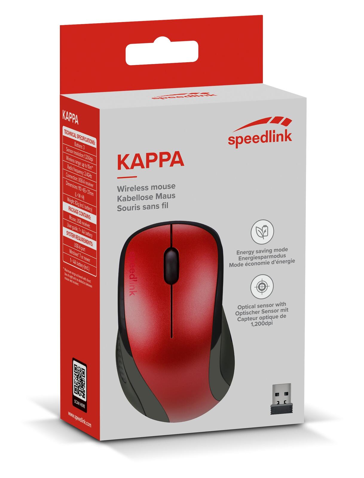 Speedlink KAPPA Wireless Maus, rot