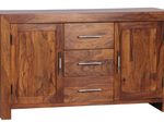 WOHNLING Sideboard Massivholz Sheesham 118 cm