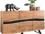WOHNLING Sideboard 148 x 85 x 43 cm Massiv-Holz Akazie
