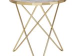 WOHNLING WL5.996 Design Beistelltisch Marmor Optik Weiß Rund Ø55 cm Gold Metallgestell