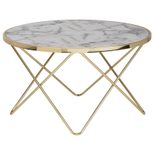 WOHNLING WL5.998 Couchtisch Marmor Optik Weiß 85 cm x 49 cm x 85 cm