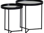 WOHNLING WL6.006 Design Beistelltisch Rund Ø 50/36 cm - 2 teilig Schwarz mit Spiegel Glasplatte