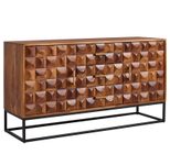 WOHNLING Sideboard 145x81x45 cm Sheesham Massivholz / Metall