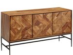 WOHNLING Sideboard 123x70x45 cm Sheesham Massivholz / Metall