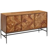 WOHNLING Sideboard 123x70x45 cm Sheesham Massivholz / Metall