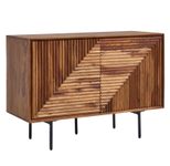WOHNLING Sideboard 100x71x40 cm Sheesham Massivholz / Metall