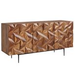 WOHNLING Sideboard 144x72x47 cm Sheesham Massivholz / Metall