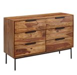 WOHNLING Kommode 117x80x42 cm Sheesham Massivholz / Metall