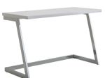 WOHNLING Schreibtisch 120x55x76 cm Hochglanz Weiß / Silber mit Metallbeine