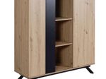 WOHNLING Highboard 110x125x40 cm Eiche-Dekor / Schwarz, mit 2 Türen