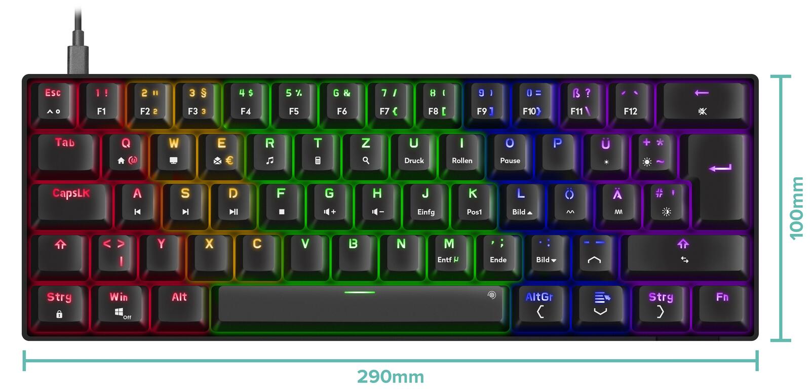 Speedlink ATMOS RGB Rainbow Gaming Tastatur, schwarz - DE Layout
