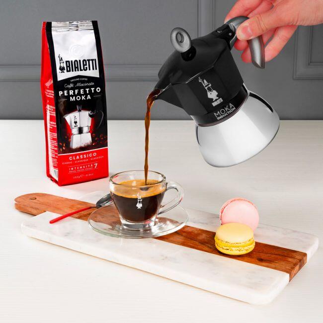 Bialetti Moka Induktion - Espressokocher mit Bi-Layer-Kessel - schwarz - für 6 Tassen