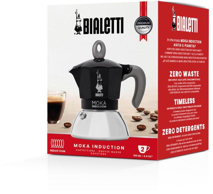 Bialetti Moka Induktion - Espressokocher mit Bi-Layer-Kessel - schwarz - für 6 Tassen