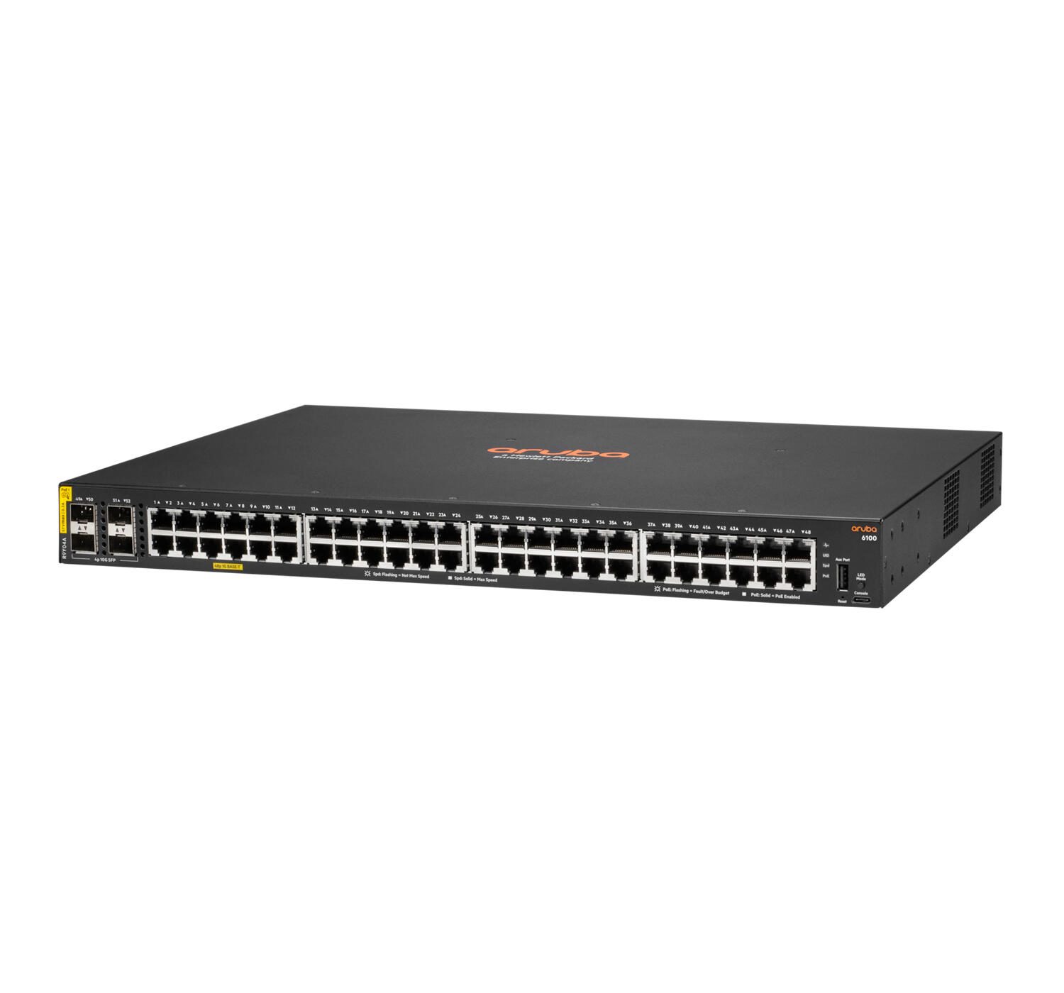 HPE Networking CX6100 Switch 48G Klasse 4 PoE 4SFP+ 740 W rackmountfähig