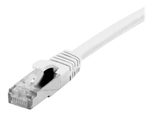 Exertis Connect Patchkabel Cat. 6A, S/FTP (PiMF), halogenfrei, mit Rastnasenschutz, weiß, 0,15 m