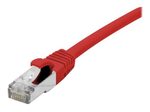 Exertis Connect Patchkabel Cat. 6A, S/FTP (PiMF), halogenfrei, mit Rastnasenschutz, rot, 0,3 m