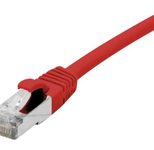 Exertis Connect Patchkabel Cat. 6A, S/FTP (PiMF), halogenfrei, mit Rastnasenschutz, rot, 0,3 m