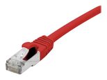 Exertis Connect Patchkabel Cat. 6A, S/FTP (PiMF), halogenfrei, mit Rastnasenschutz, rot, 0,3 m