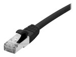 Exertis Connect Patchkabel Cat. 6A, S/FTP (PiMF), halogenfrei, mit Rastnasenschutz, schwarz, 0,3 m