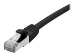 Exertis Connect Patchkabel Cat. 6A, S/FTP (PiMF), halogenfrei, mit Rastnasenschutz, schwarz, 0,3 m