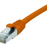 Exertis Connect Patchkabel Cat. 6A, S/FTP (PiMF), halogenfrei, mit Rastnasenschutz, orange, 0,5 m