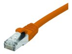 Exertis Connect Patchkabel Cat. 6A, S/FTP (PiMF), halogenfrei, mit Rastnasenschutz, orange, 0,5 m