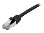 Exertis Connect Patchkabel Cat. 6A, S/FTP (PiMF), halogenfrei, mit Rastnasenschutz, schwarz, 1,5 m