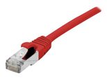 Exertis Connect Patchkabel Cat. 6A, S/FTP (PiMF), halogenfrei, mit Rastnasenschutz, rot, 0,5 m