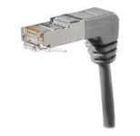 Exertis Connect Patchkabel Cat. 6A, S/FTP (PiMF), beidseitig abgewinkelt, grau, 0,3 m