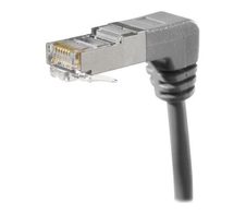 Exertis Connect Patchkabel Cat. 6A, S/FTP (PiMF), beidseitig abgewinkelt, grau, 0,3 m