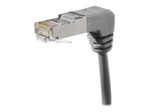 Exertis Connect Patchkabel Cat. 6A, S/FTP (PiMF), beidseitig abgewinkelt, grau, 0,3 m
