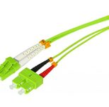 Tecline LWL Patchkabel HD, 50/125 µm, Multimode, OM5-Faser, LC Duplex Stecker / SC Duplex Stecker, limettengrün, 20,0 m