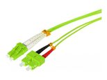 Tecline LWL Patchkabel HD, 50/125 µm, Multimode, OM5-Faser, LC Duplex Stecker / SC Duplex Stecker, limettengrün, 20,0 m