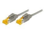 Tecline Patchkabel Cat. 6A (ISO/IEC), S/FTP (PiMF), halogenfrei, mit Rastnasenschutz, grau, 25,0 m