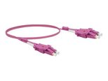 Exertis Connect LWL Patchkabel Uniboot, 50/125 µm, OM4-Faser, LC Duplex Stecker/ LC Duplex Stecker, UPC, erikaviolett, 1,0 m