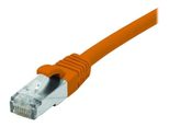 Exertis Connect Patchkabel Cat. 6A, S/FTP (PiMF), halogenfrei, mit Rastnasenschutz, orange, 1,0 m