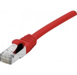 Exertis Connect Patchkabel Cat. 6A, S/FTP (PiMF), halogenfrei, mit Rastnasenschutz, rot, 0,15 m